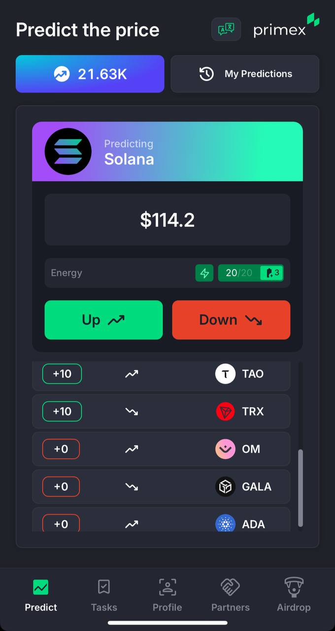 Primex PricePulse Main Screen